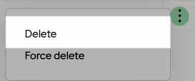 Delete option in the Actions menu for an individual user